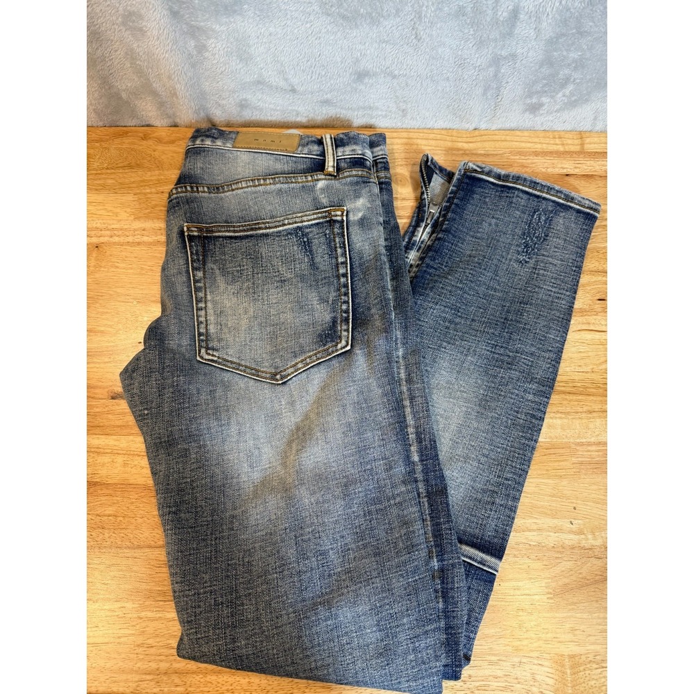 mnml Jeans Mens 34 Distressed Denim Ankle Zipper Skinny Grunge Streetwear
